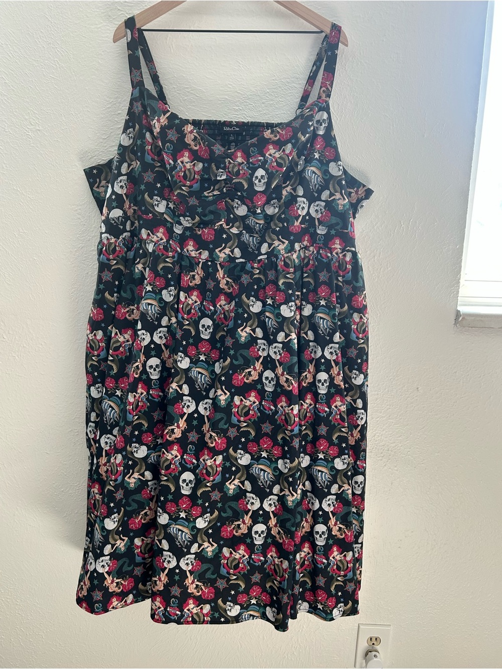 Retro Chic by Torrid Mermaid Skull Rose Print Dress Size 5 Rockabilly Goth